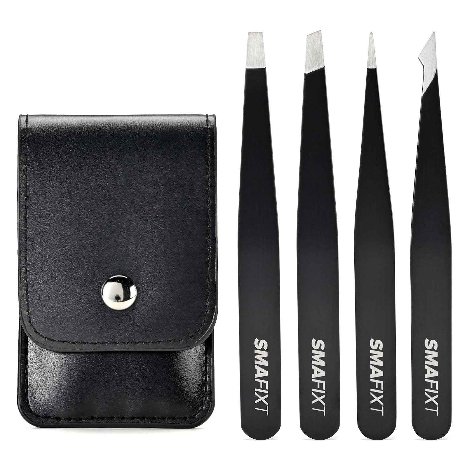 Smafixt Tweezers Set for Women and Men, Professional Stainless Steel Eyebrow Tweezers for Facial Hair and Ingrown Hair Removal