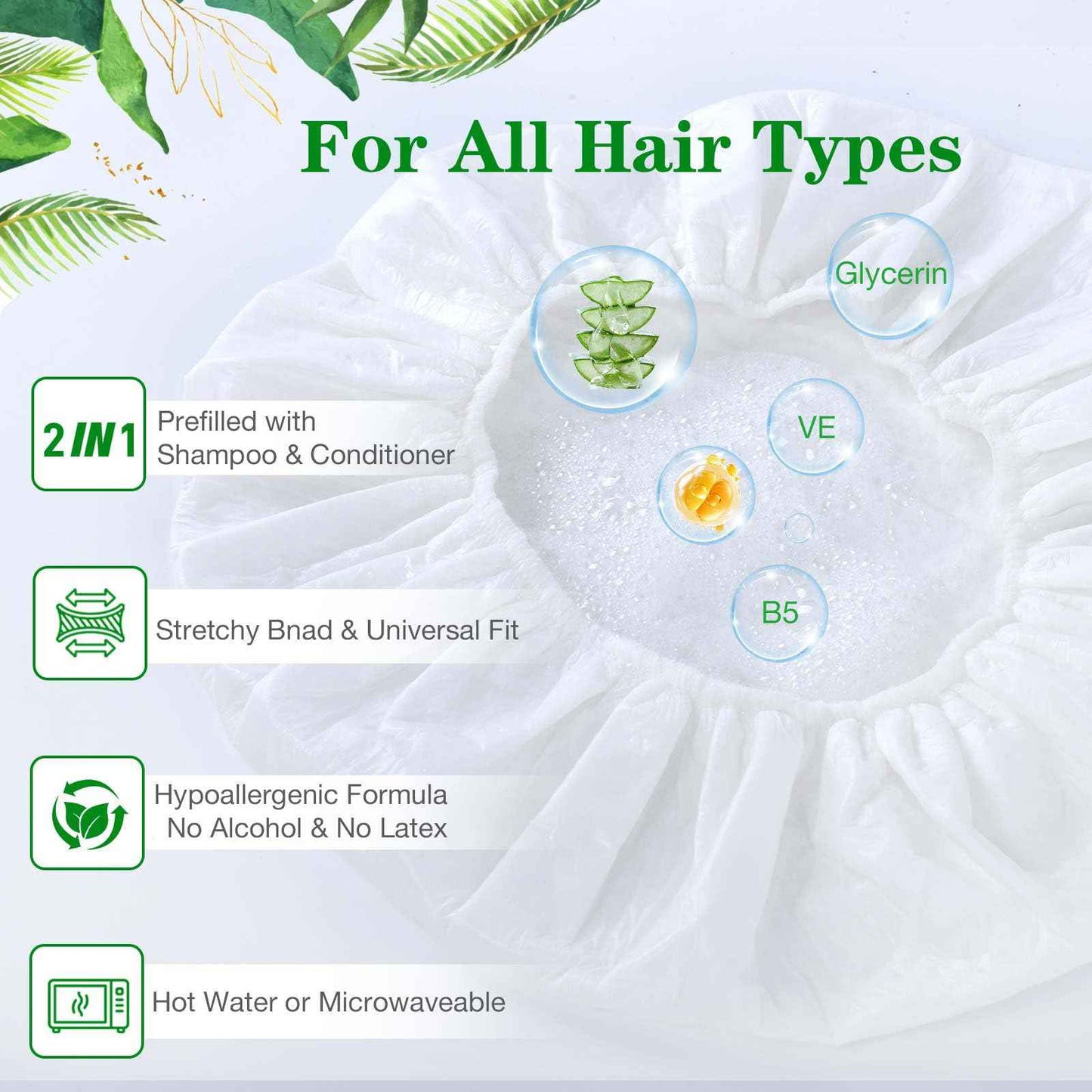 Shampoo Caps No Rinse, 12 Pack Waterless Shampoo Caps for Bedridden Patients and Elderly, Rinse Free Hair Washing Shower Caps for Post Surgery, Hospital, Camping