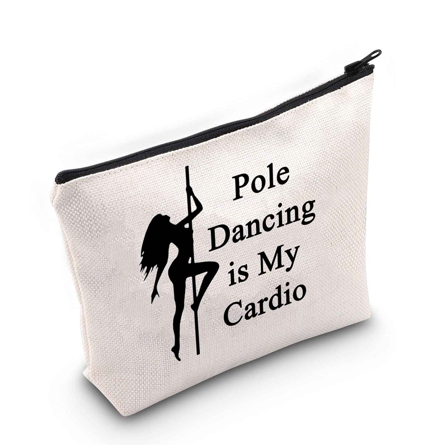 LEVLO Funny Pole Dancing Lovers Gifts Pole Dancing is My Cardio Makeup Bags Pole Dancing Dancer Bags (Pole Dancing is My Cardio)