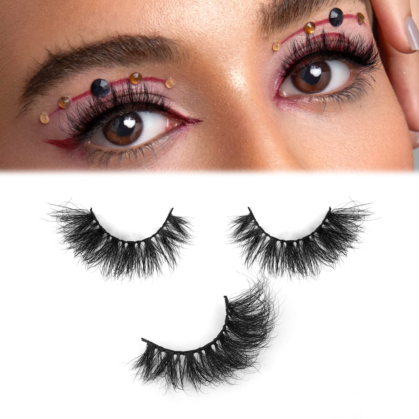 Barbiely 20MM Mink Eyelashes, 3 Pairs 3D Mink Lashes, False Eyelashes Natural Look, Super Fluffy Full Strip Lashes Caat-Eye Mink Lashes, 100% Handmade & Cruelty-Free Fluffy Volume Wispy Lashes(VIP)