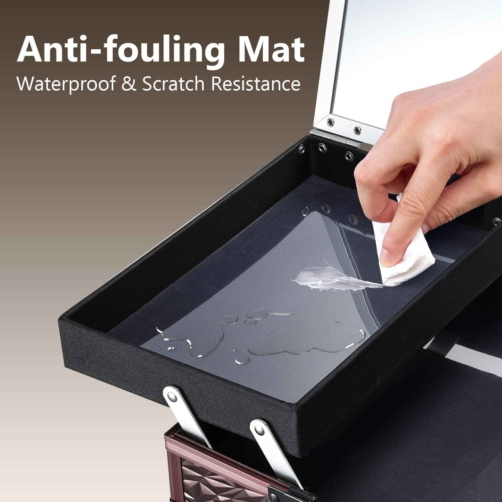 Joligrace Makeup Train Case Cosmetic Box Portable Makeup Case Organizer 2 Trays Makeup Storage with Mirror Locking for Cosmetologist Aesthetic Supplies Nail Tech Traveling Makeup Box Dark Brown