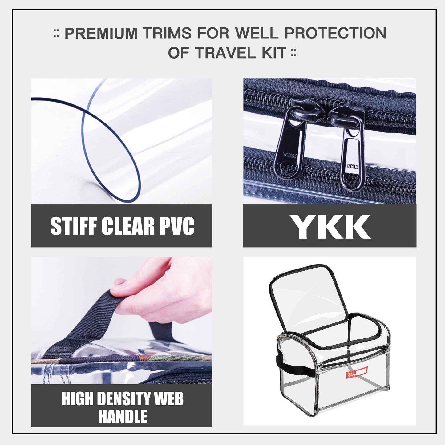 Rough Enough Clear Makeup Toiletry Bag Cosmetic Organizer Large Medicine Pouch with Zipper for Women Travel Accessories Essentials Pouch Toiletries Airport