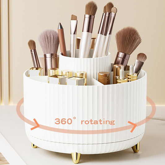 360° Rotate Makeup Brush Holder Organizer, Makeup Organizers Countertop, Makeup organization and Skincare Storage for Vanity, Desktop, Bathroom (White)