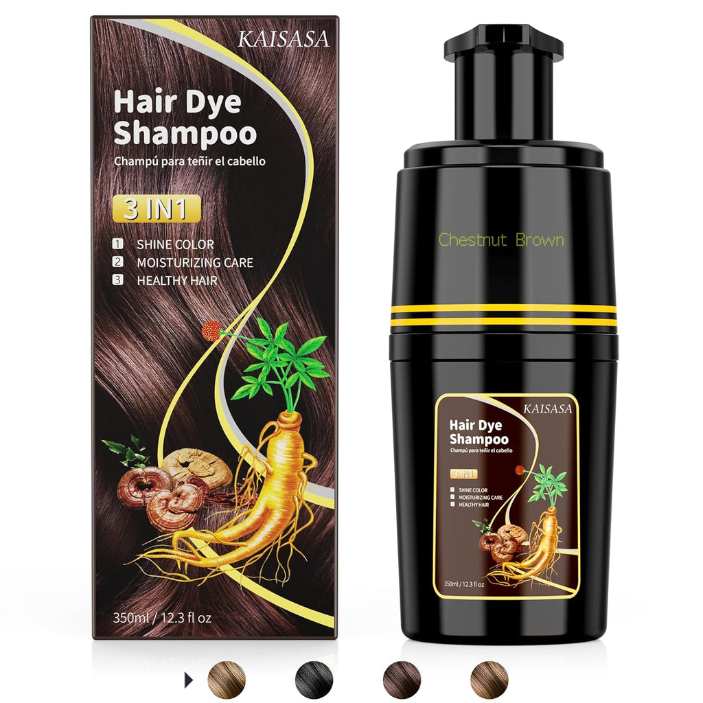 Black Hair Dye Shampoo 3 in 1, Hair Color Shampoo for Cover Grey Hair, Herbal Ingredient for Men and Women (Black)