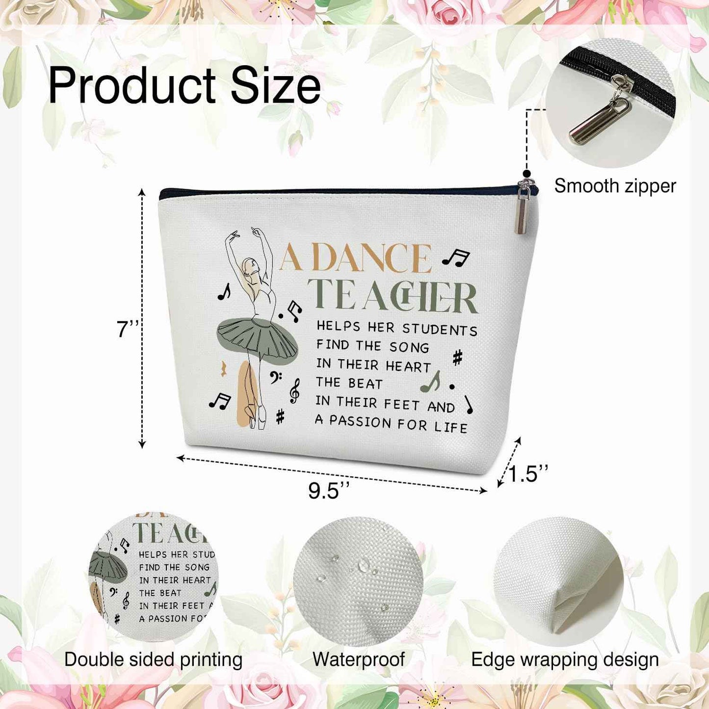 Rizotus Multifunction Makeup Bag Purse - Appreciation Gift for Her, Women, Coworker, Dance Teacher, Dancer, Travel Accessories