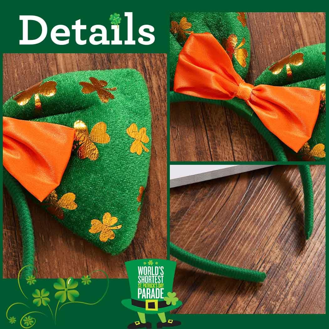 JEWEKY St Patrick's Day Headband Green Bow Hair Bands Irish Shamrock Headband Festive Holiday Hair Accessories for Women (Style 2)