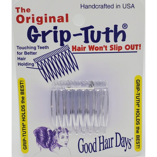 Good Hair Days Grip-Tuth Combs - Set Of 2 Hair Side Combs - Hair Combs For All Types Of Hair - Decorative & Hair Styling Women Accessories (Clear, 1 ½ ″ Wide)