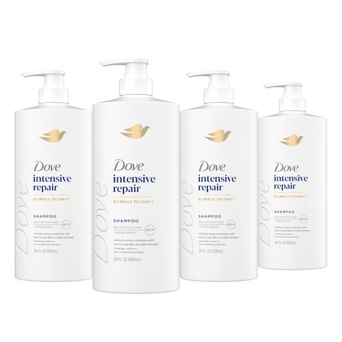 Dove Shampoo 4 Pack Intensive Repair for Damaged Hair with Bio-Protein Care Technology and Amino Serum 28 Fl Oz