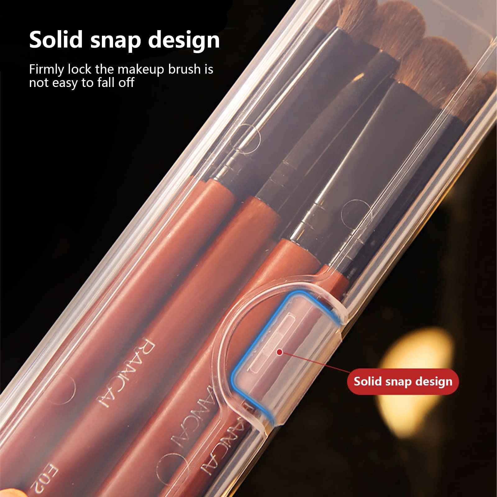 Portable Travel Cosmetic Brush Holder Dispenser Cutlery Storage Jar with Transparent Lid - Fixed Frame - Cotton Swab & Dental Floss Box - 3 pcs (8.4x1.9x1.2 in)