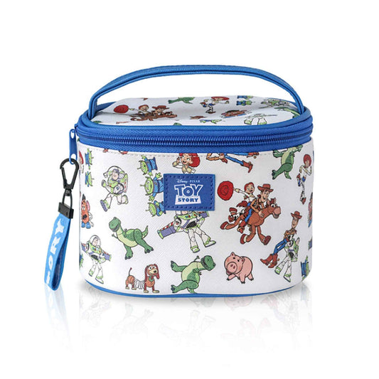 Finex Cartoon Story PVC Waterproof Makeup Organizer Bag Zipper Closure with Top Handle and Removable Matching Hand Strap Oval Base Case