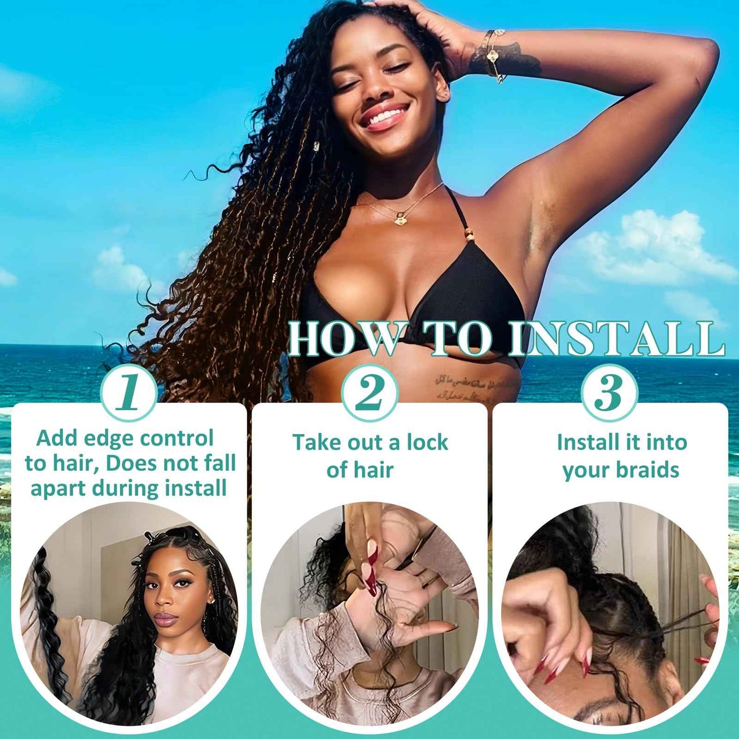 Human Braiding Hair for Boho Braids 18 Inch 120g Deep Wave Bulk Boho Human Hair for Braiding Curly Knotless Bohemian Braids 12A 100% Brazilian Virgin No Weft Extensions 3 Bundles/Pack Natural Black 1B