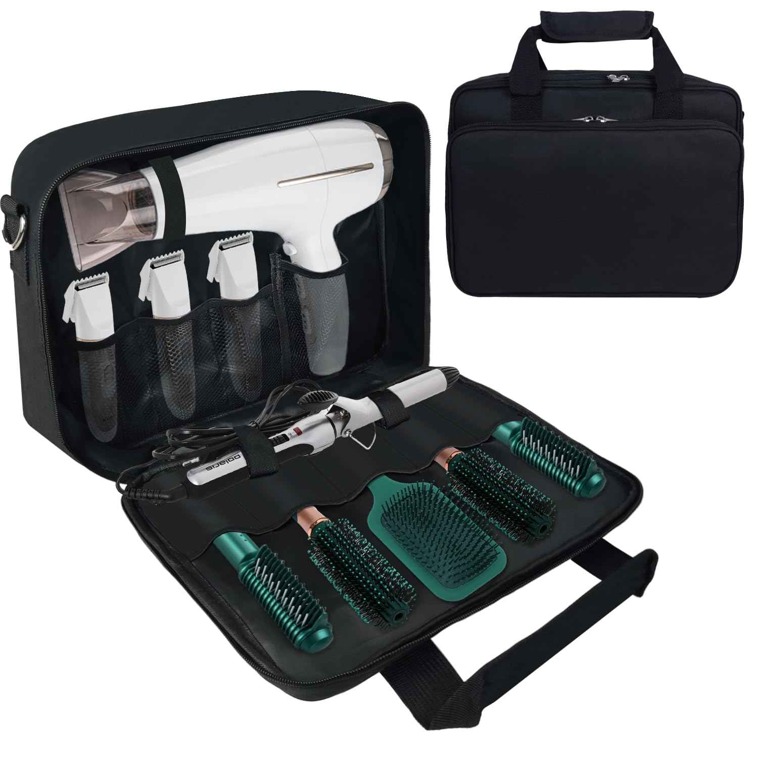 Barber Tool Bag, 13.9 * 3.94 * 11.02in Travel Case for Hair Clippers Hair Trimmer Storage Organizer Portable Clipper Case Barber Supplies Organizer Bag for Combs Clipper guards Men Razor Guard