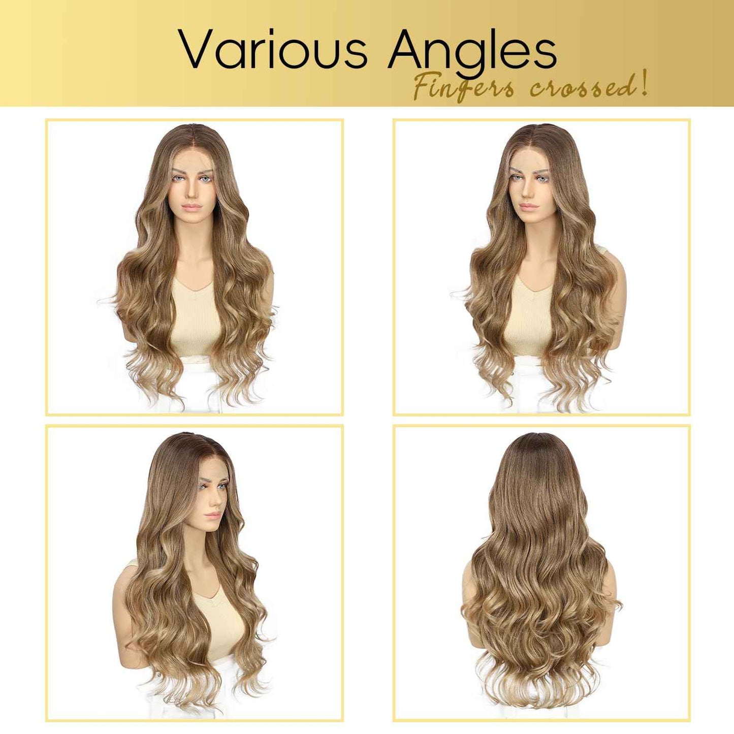 BABEHERS Blonde Lace Front Wig for Women 13x4 Body Wave Synthetic Wigs with Ombre Blonde Tips Pre-plucked Long Wavy 150% Density Heat Resistant Hair Daily Party Use 26 Inch