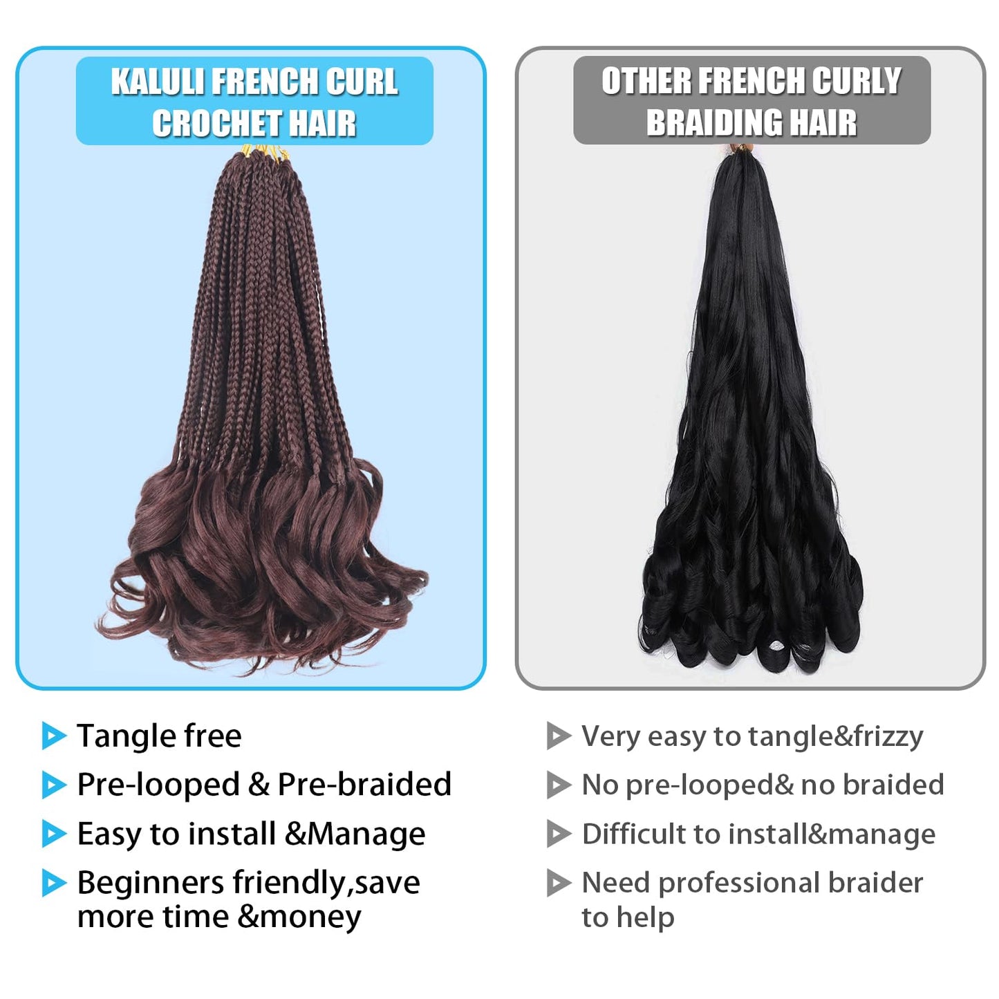 French Curl Crochet Braids 14 Inch French Curl Braiding Hair Pre Looped Goddess Box Braids Crochet Hair for Women Curly Crochet Hair with Curly Ends French Curly Braiding Hair(33#)