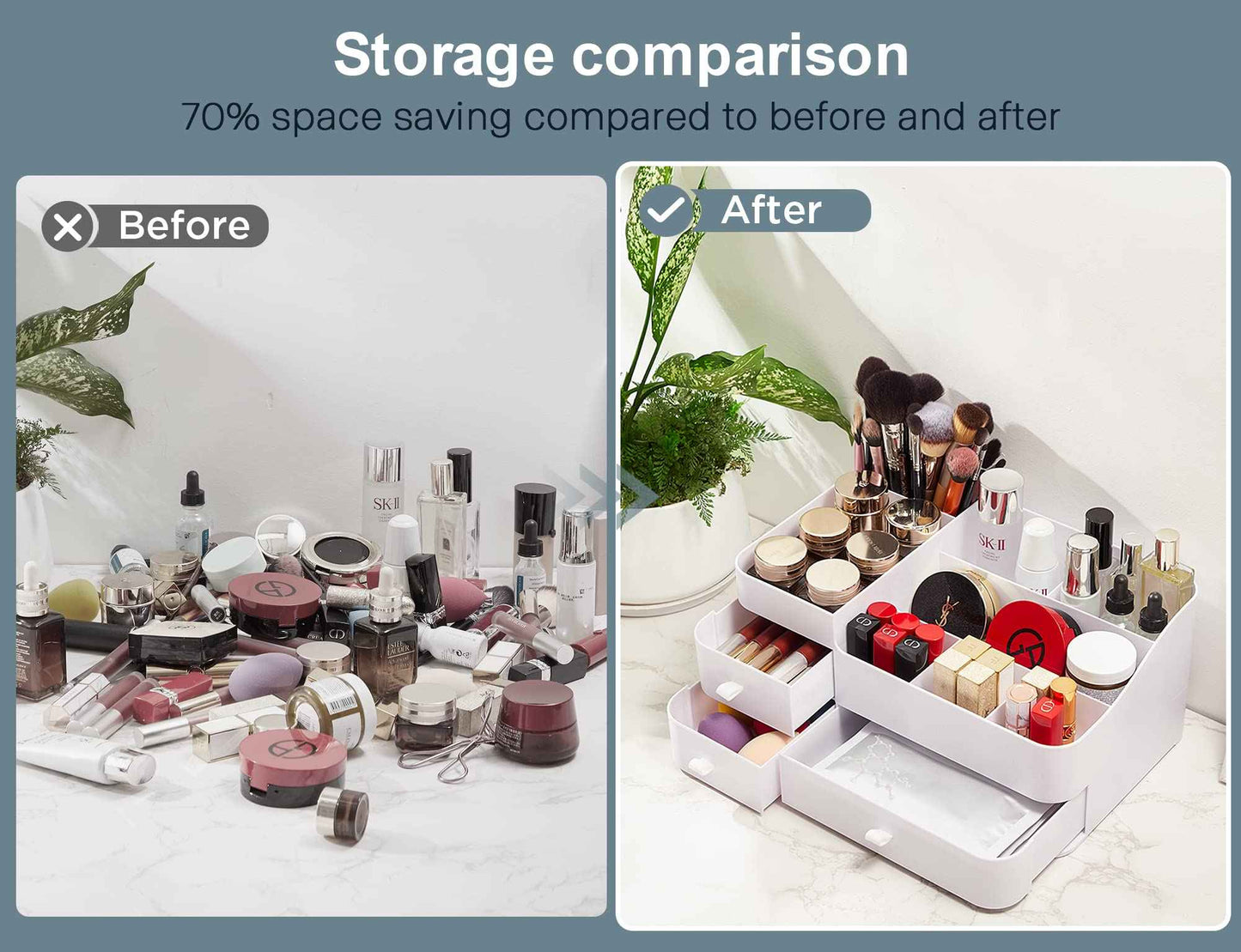 Makeup Organizer with Drawers,Large Capacity Bathroom Organizer and Storage,Vanity,Large Bathroom Countertop,Bedroom Storage for Skincare,Cosmetics,Perfume,Brushes,Eyeshadow,Lipstick, Nail Polish