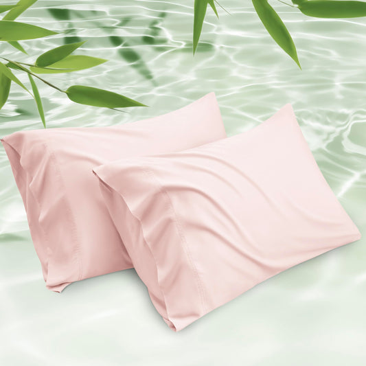 Bedsure Cooling Pillow Cases Standard Size Set of 2, Rayon Derived from Bamboo Cooling Pillowcase for Hot Sleepers, Soft & Breathable Pillow Covers with Envelope Closure, Gifts, Pink, 20x26 Inches