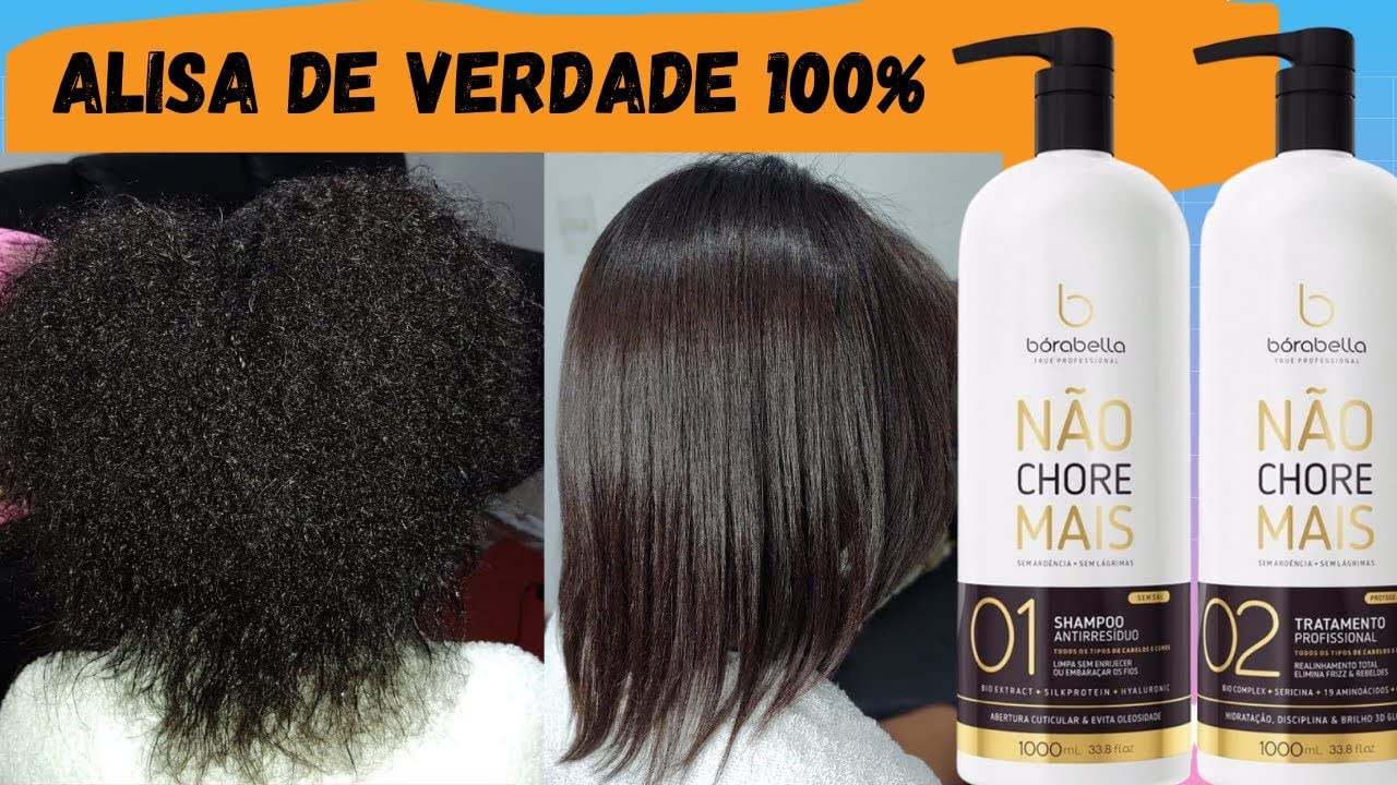 Borabella Nao Chore Mais No More Crying Brazilian Keratin Treatment 2x1000ml | Progressive Brush | Smoothing and Straightening System | Volume Reducer | 100% Straight Hair