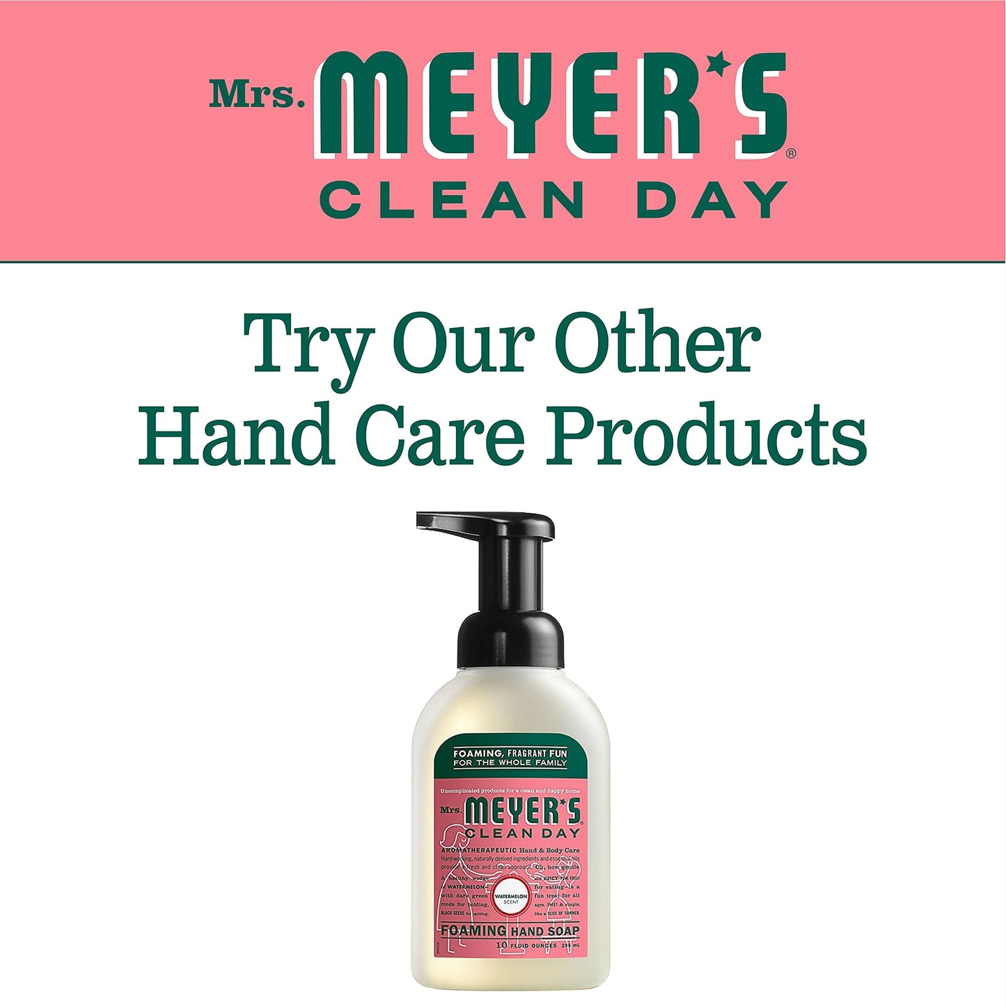 MRS. MEYER'S CLEAN DAY Foaming Hand Soap, Watermelon Scent 10 Fl oz (Pack of 4)