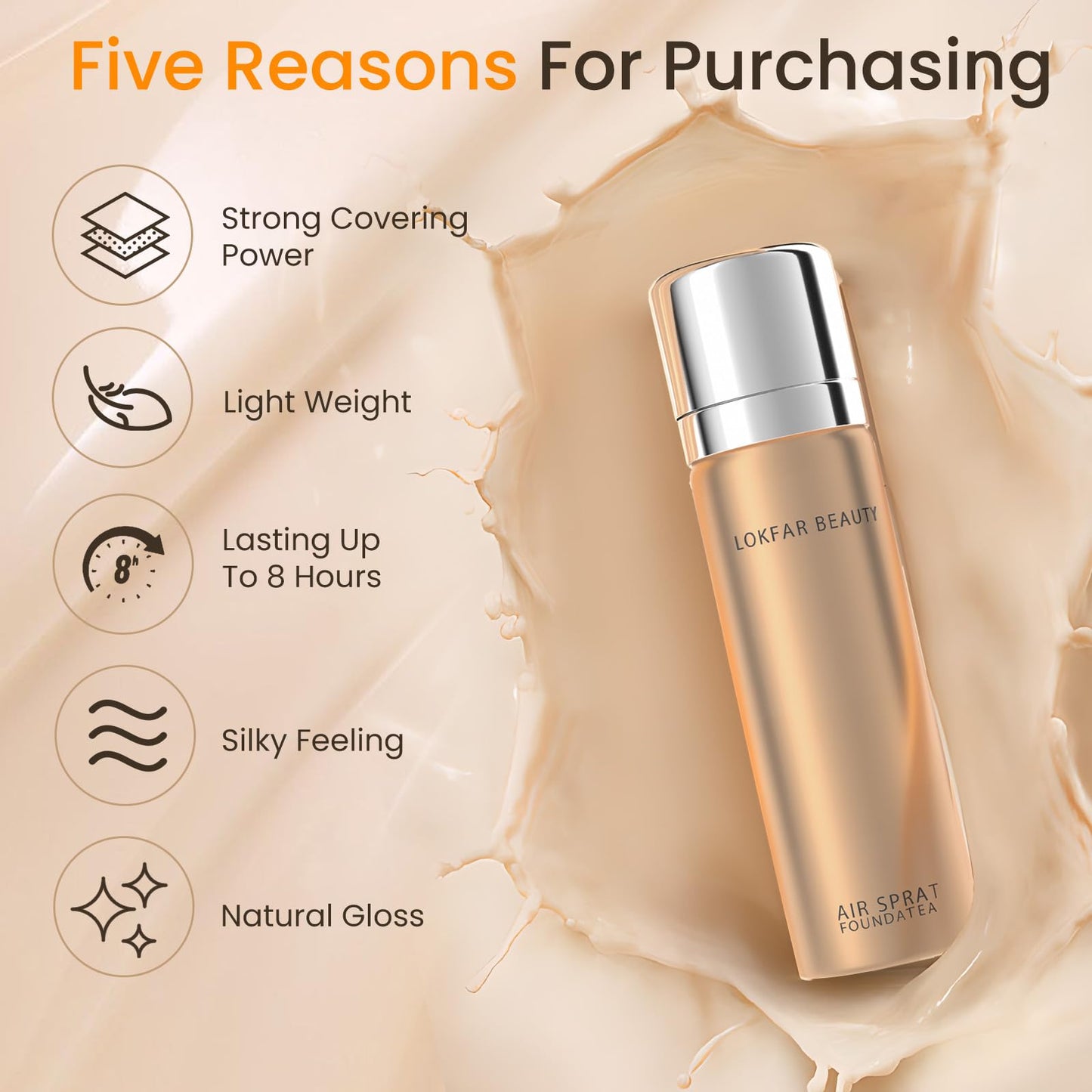 TOSOUATOP Airbrush Foundation Set with Soft Makeup Brush, [Light Weight], [Long Lasting], [Anti-aging Ingredient], [Oil Control Formula], Full Coverage Foundation for All Skin Type, 05# Sand