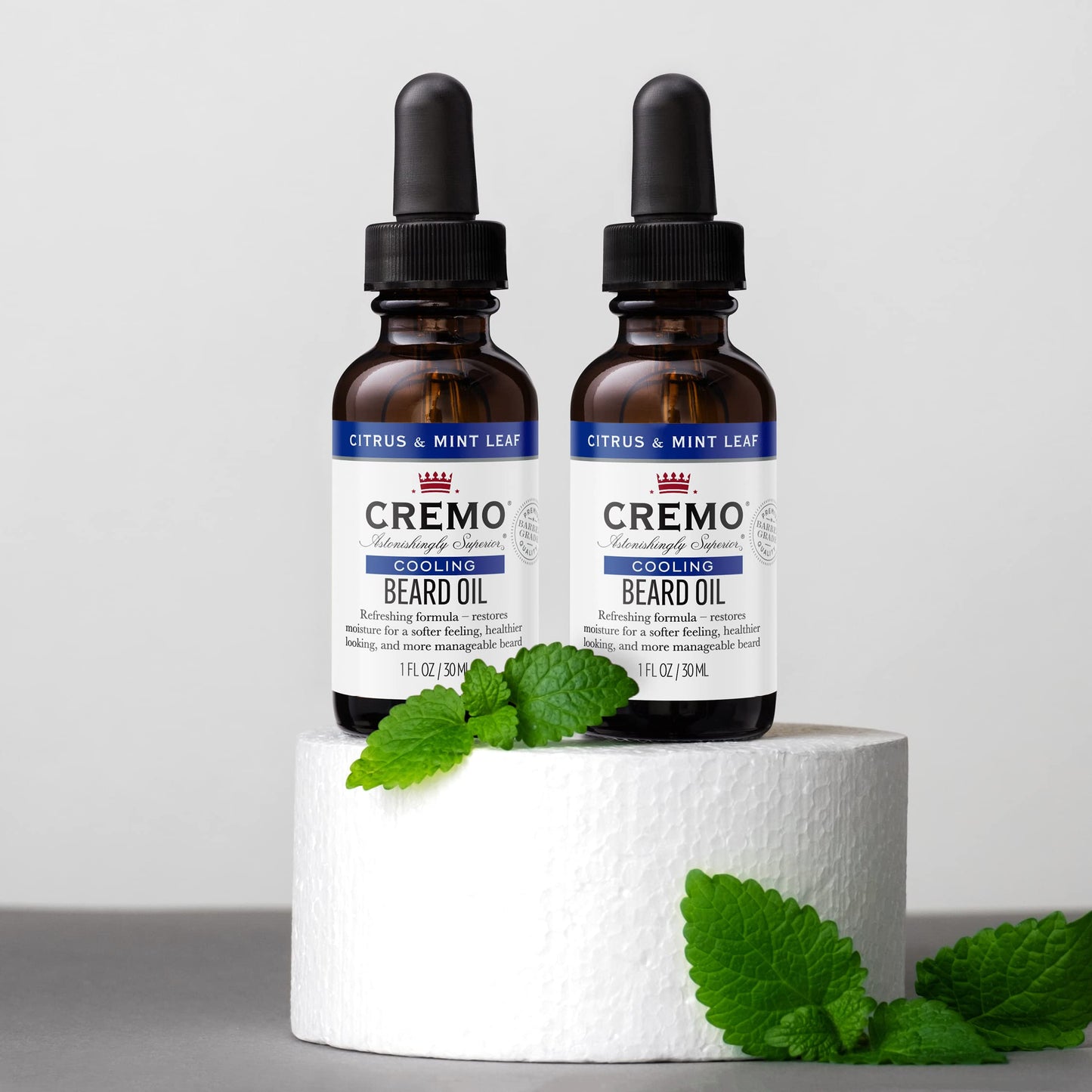 Cremo Beard Oil, Cooling Citrus & Mint Leaf, 1 fl oz - Restore Natural Moisture and Soften Your Beard To Help Relieve Beard Itch