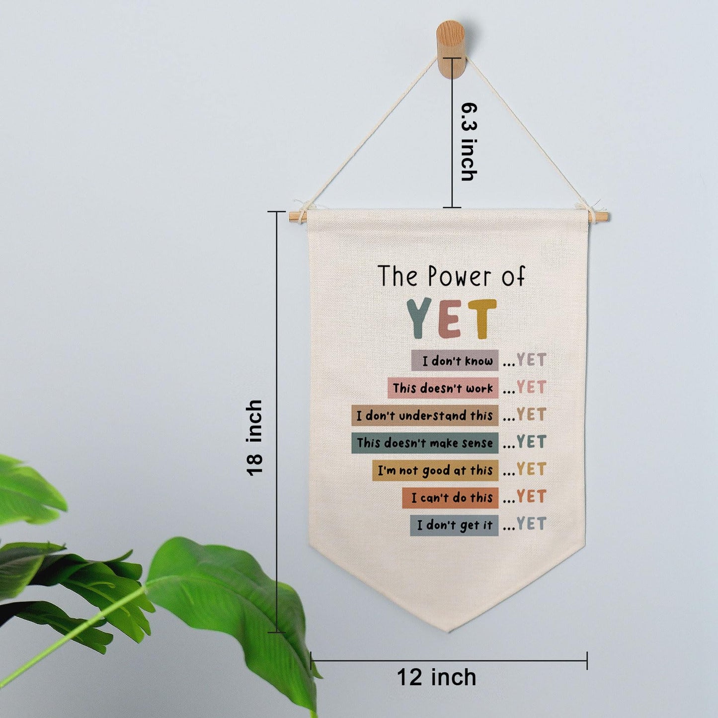 The Power of Yet Wall Hanging Flag Therapy Office Decor Poster Kids Room Wall Decor Boho Classroom Growth Mindset Mental Health Pennant Flag Classroom Decor School Counselor Banners