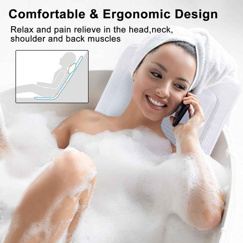 Full Body Bath Pillow (Neck, Back & Body Support), Full Body Bathtub Pillow, Women's Bathtub Pillow Woman Bathtub Accessory,White