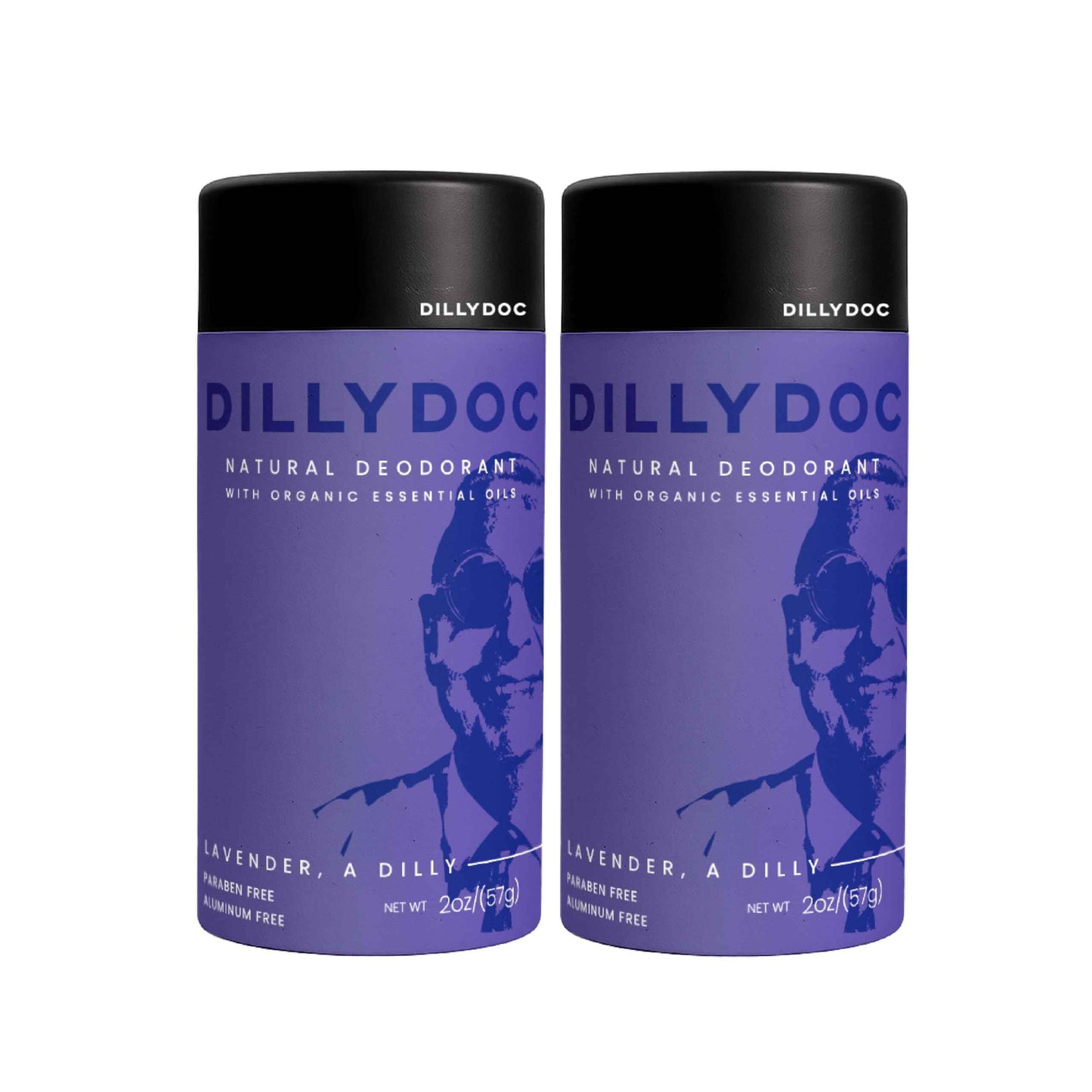Dillydoc - Aluminum-Free Deodorant with Organic Essential Oils, Eco-Friendly Packaging, Natural Odor Protection, Vegan, Non-Toxic, Sustainable and Perfect for Sensitive Skin (2 Pack, Lavender)