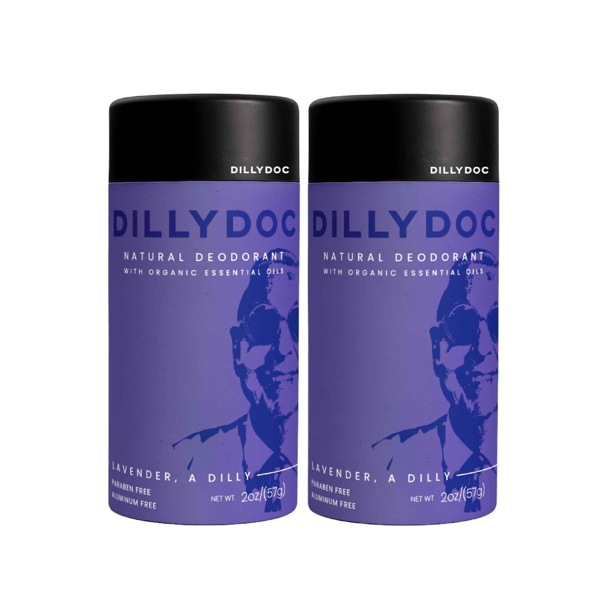 Dillydoc - Aluminum-Free Deodorant with Organic Essential Oils, Eco-Friendly Packaging, Natural Odor Protection, Vegan, Non-Toxic, Sustainable and Perfect for Sensitive Skin (2 Pack, Lavender)
