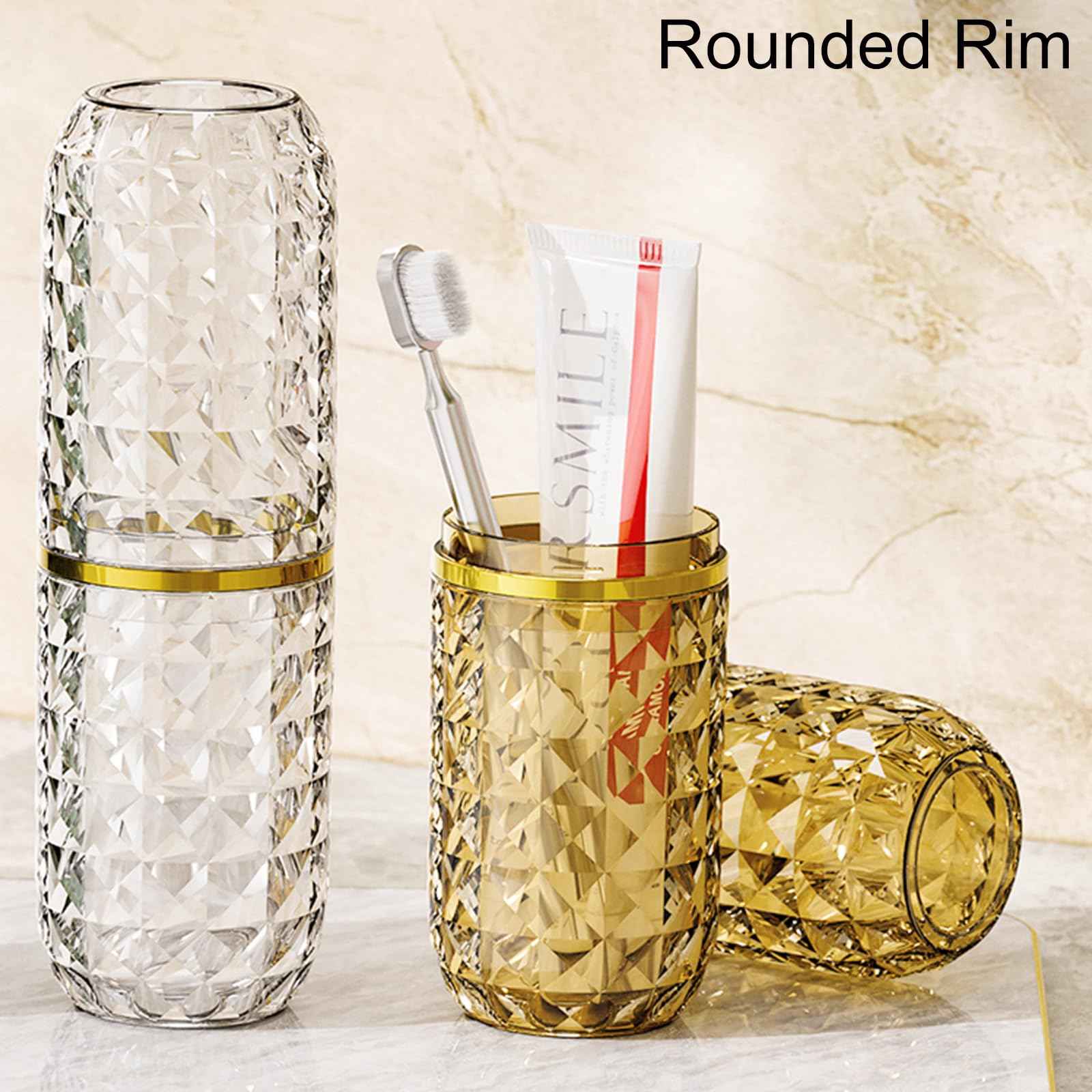 Transparent Travel Toothbrush Case with Cover, Large Tooth Brush Holder with Mouthwash Cup, Portable Compact Oral Clean Tools Organizer for Bathroom Trip School