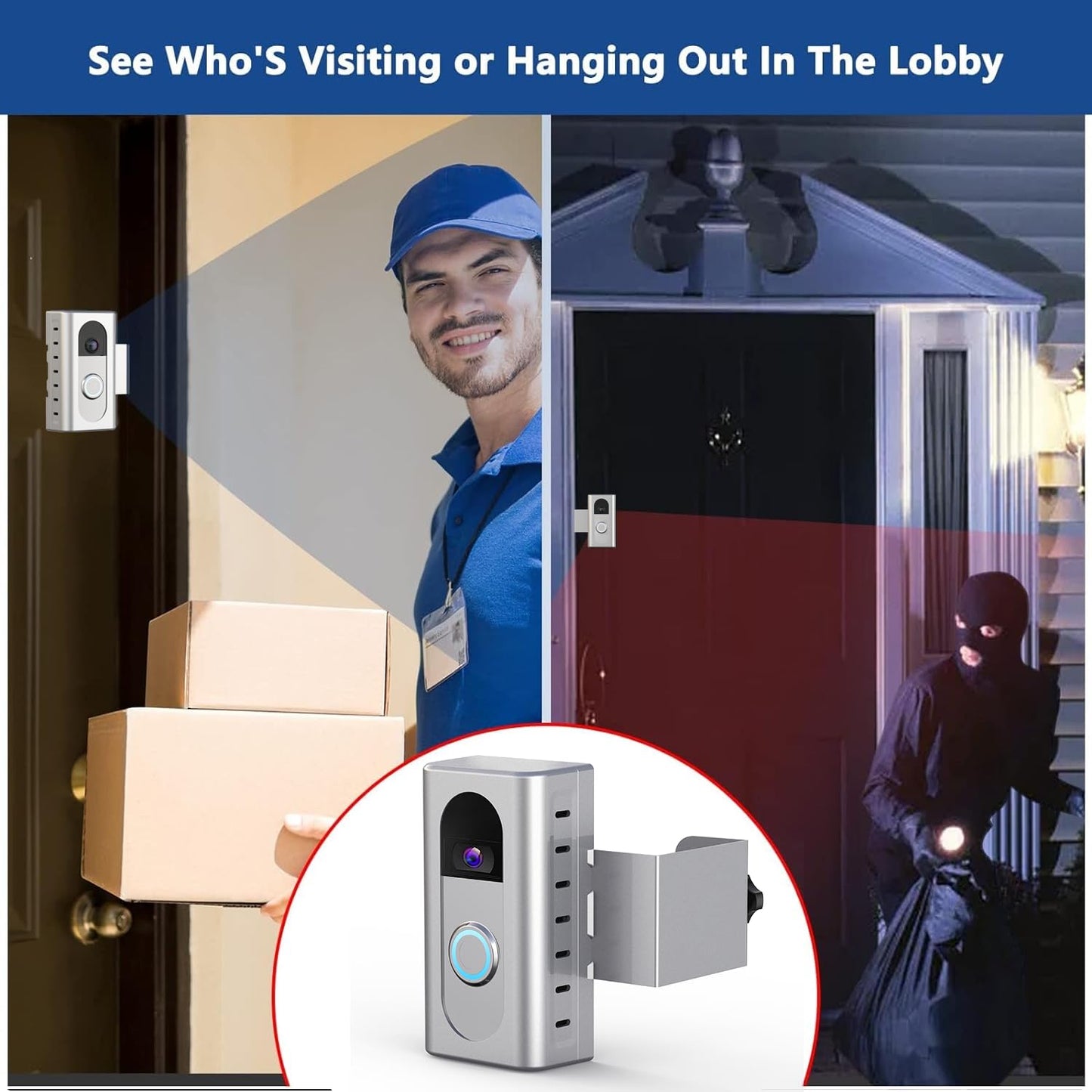 KIMILAR Anti-Theft Video Doorbell Mount Compatible with Most Wireless Video Doorbell, Adjustable Mounting Bracket Accessories for Houses, Apartments, Businesses