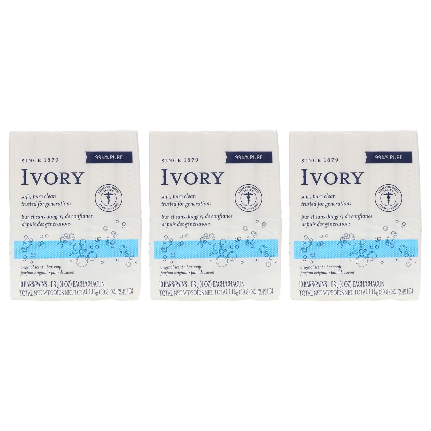 Ivory Soap, Original 4 oz Bars 10 ea (Pack of 3)