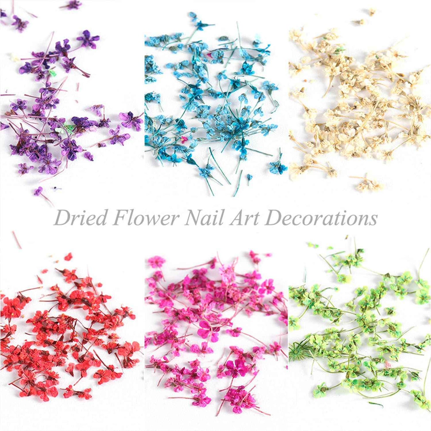 SILPECWEE 8 Boxes Dried Flowers for Nails Mini Real Nail Flowers 3D Dried Flowers Nail Stickers Nail Decor Manicure Design Nail Decorations for Makeup DIY Craft Accessories