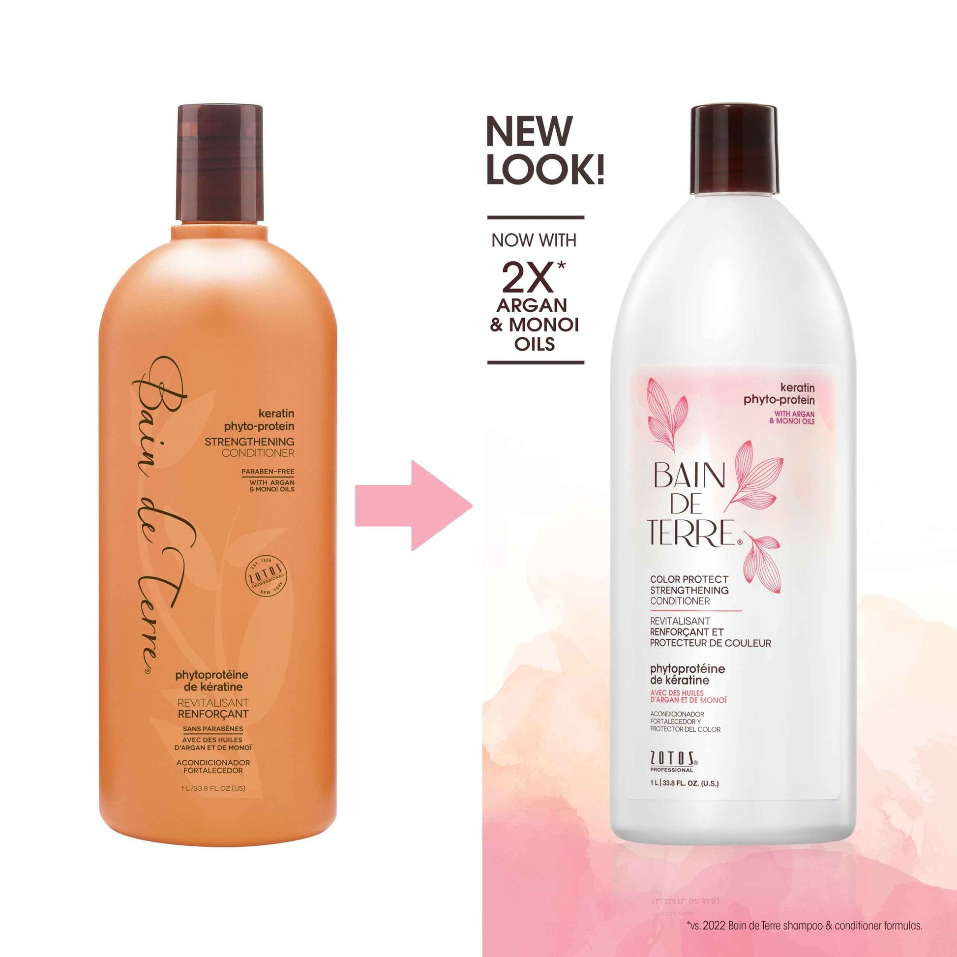 Bain de Terre Keratin Phyto-Protein Color Protect Strengthening Conditioner, Color-Safe Strengthening for Weak & Damaged Hair, Sulfate-Free, Paraben-Free 33.8 Fl Oz