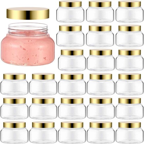 Mumufy Clear Plastic Jars with Lids Round Plastic Containers Empty Travel Containers for Creams Refillable Cosmetic Jars for Lotions Body Scrub Body Butter(36 Pcs,8 oz)
