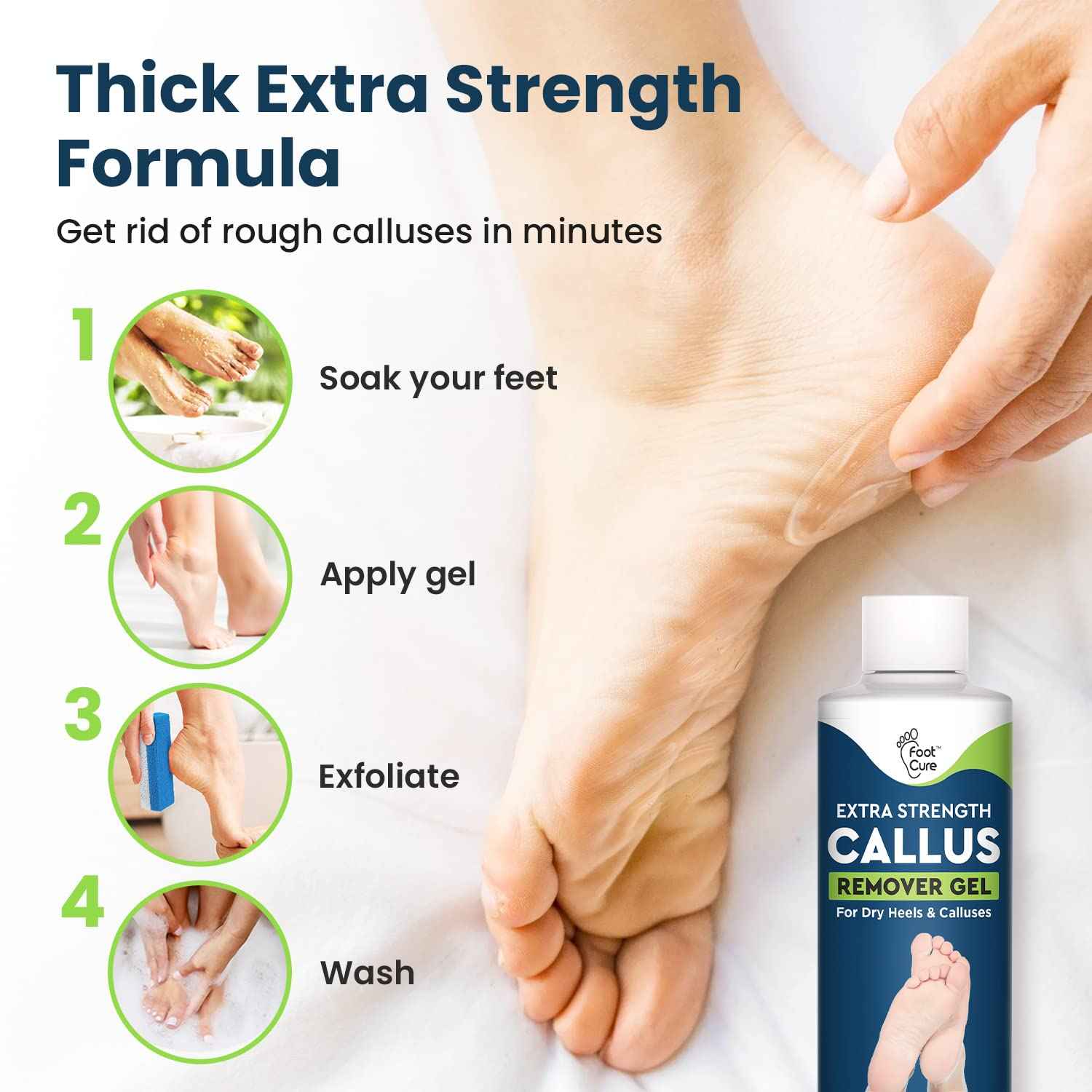 Tea Tree Oil Foot Soak with Epsom Salt Callus Remover for Feet with Extra Strength Gel & Foot Pumice Stone Set - Easy Way to Remove Hard Calluses & Dead Skin Build-Up - Professional at-Home Foot Care
