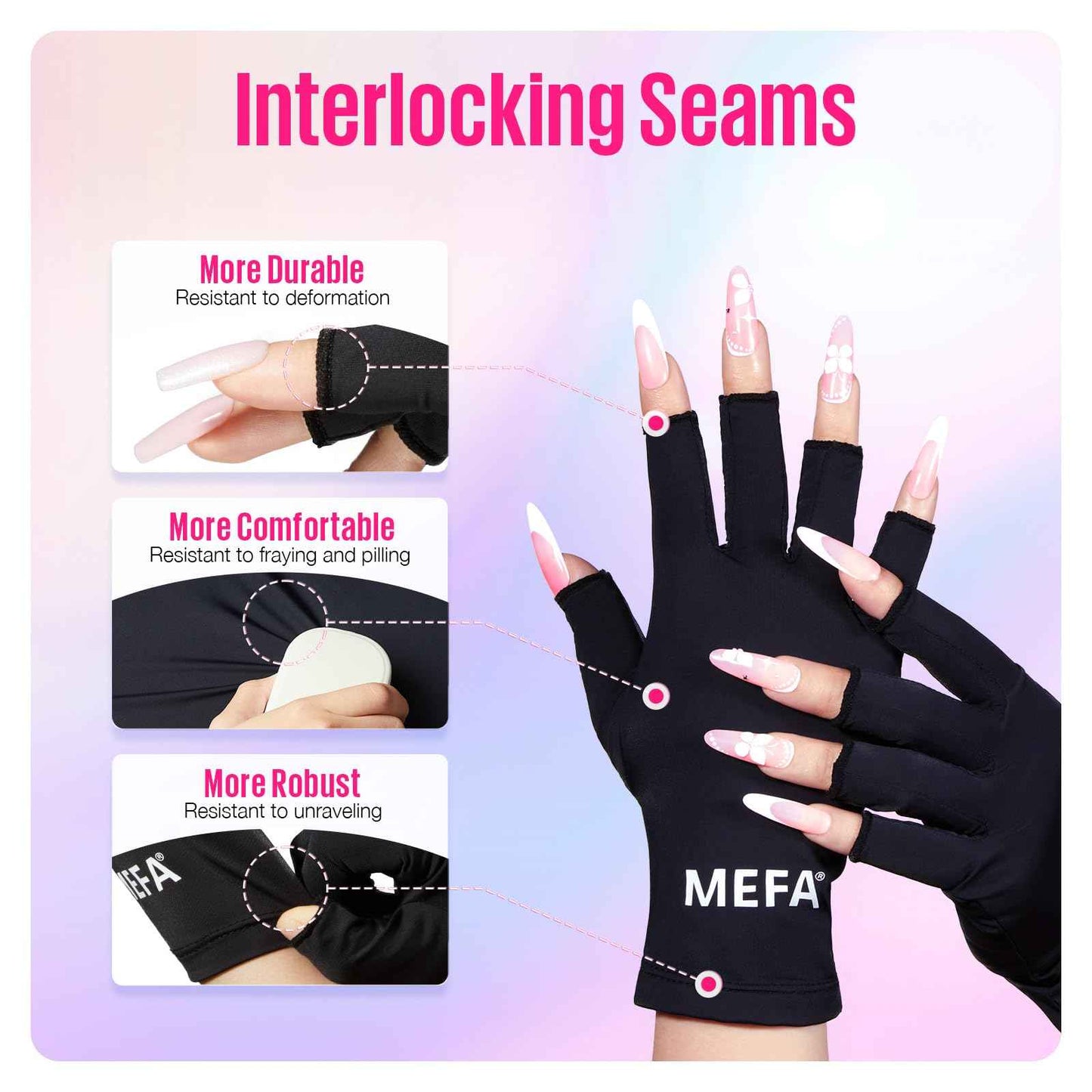 MEFA UV Gloves for Gel Manicures, Professional UPF99+ Protection Gloves for Gel Nails Lamp for Women Nail Art Prevent Hands from UV Harm Gifts for Women