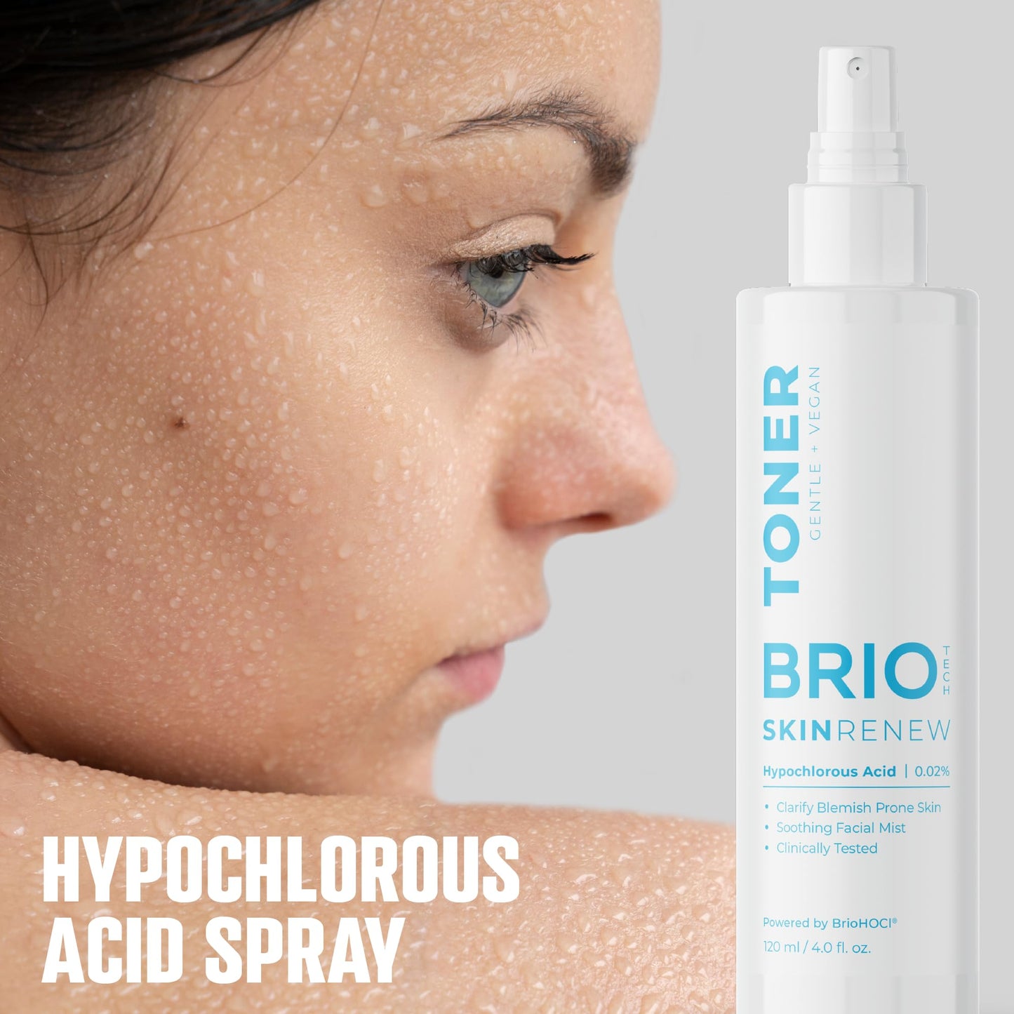 BRIOTECH Skin Renew Toner, Hypochlorous Acid Spray Topical Skin Spray for Face and Skin, Minimize Appearance of Blemishes, Soothing Mist for Redness & Bumps, 4 fl oz