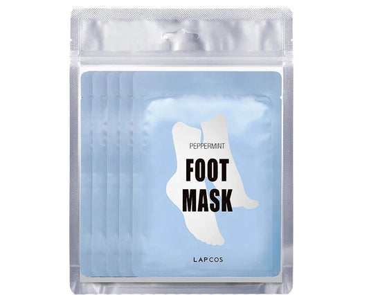 LAPCOS Foot Mask, Moisturizing Spa Treatment with Peppermint and Lavender, Repair Dry Cracked Heels & Feet, Korean Beauty Favorite, 5-Pack