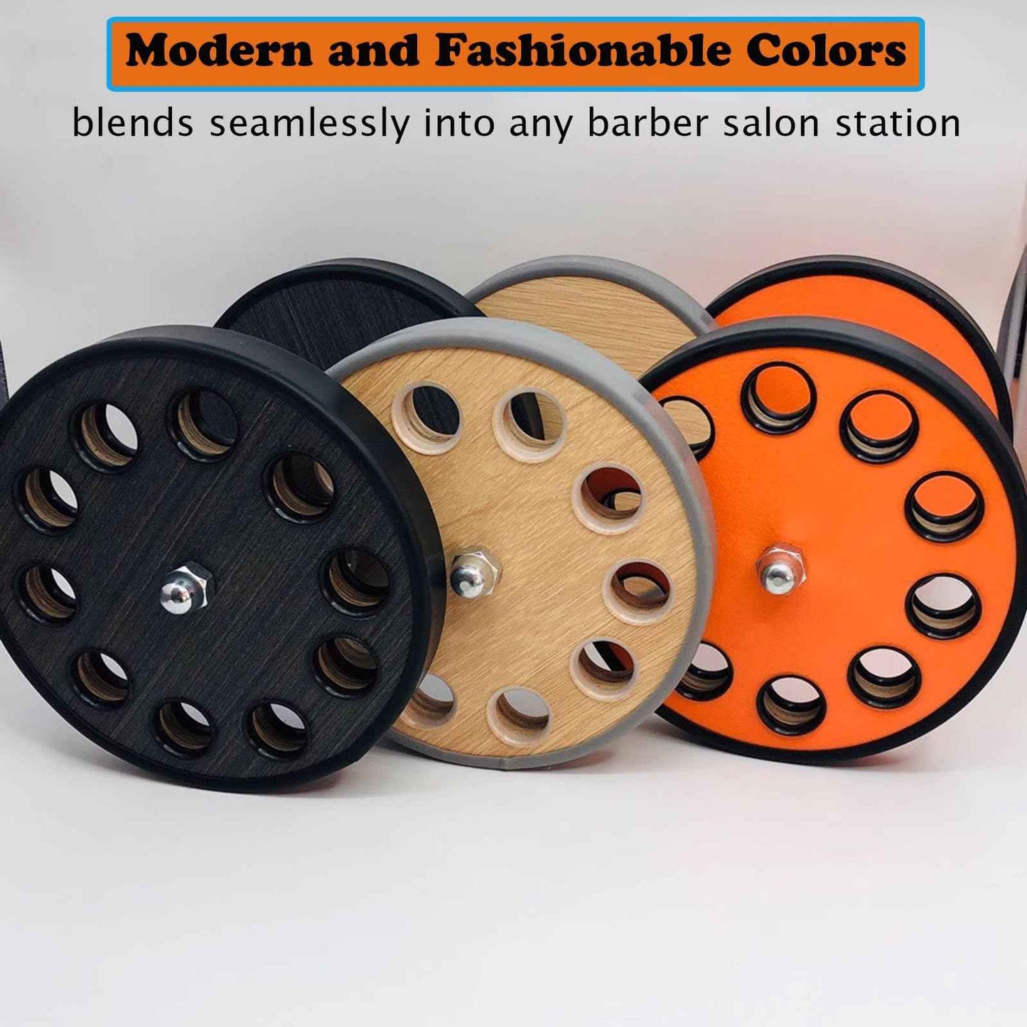 XDONEF Rotating Hair Scissors Holder, Wooden Barber Scissors Storage Holder Salon Shears Holder Hair Stylist Scissors Container Hairdressing Tools Organizer Orange