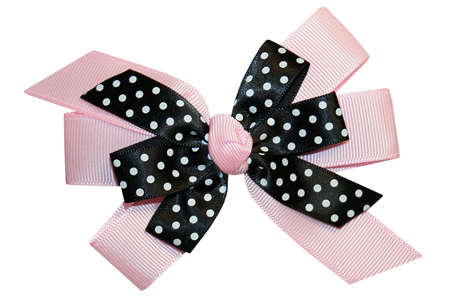 WD2U Girls 4.5" Black Dotted Grosgrain Boutique Hair Bow Alligator Clip (Light Pink)