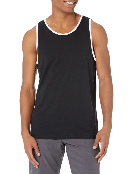 Amazon Essentials Men's Regular-Fit Tank Top, Black/White, X-Small