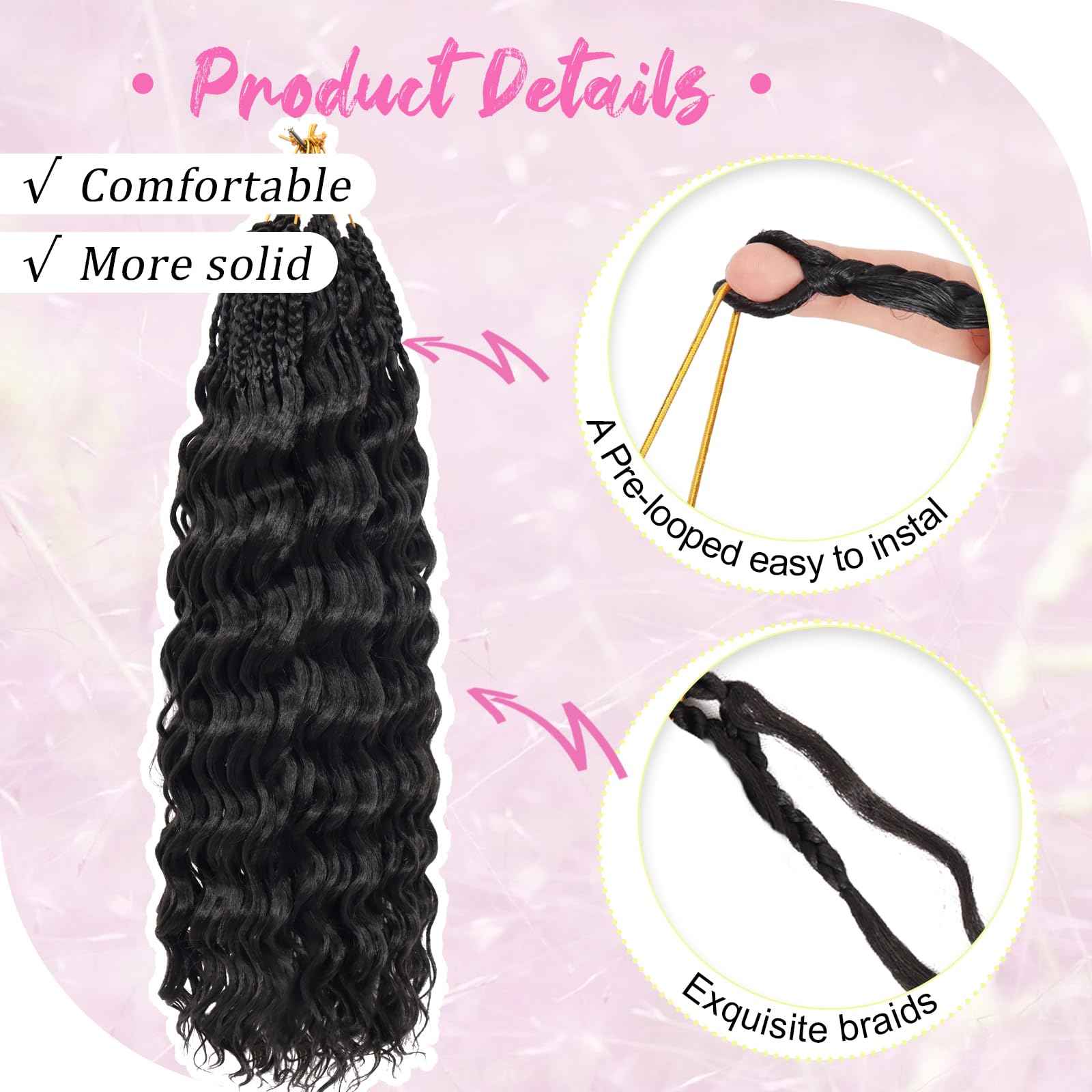 Gowit Pre Looped Deep Wave Crochet Hair 18 Inch 7 Packs Short Curly Black Pre Twisted Ocean Wave Deep Twist Crochet Braids Synthetic Braiding Hair for Black Women