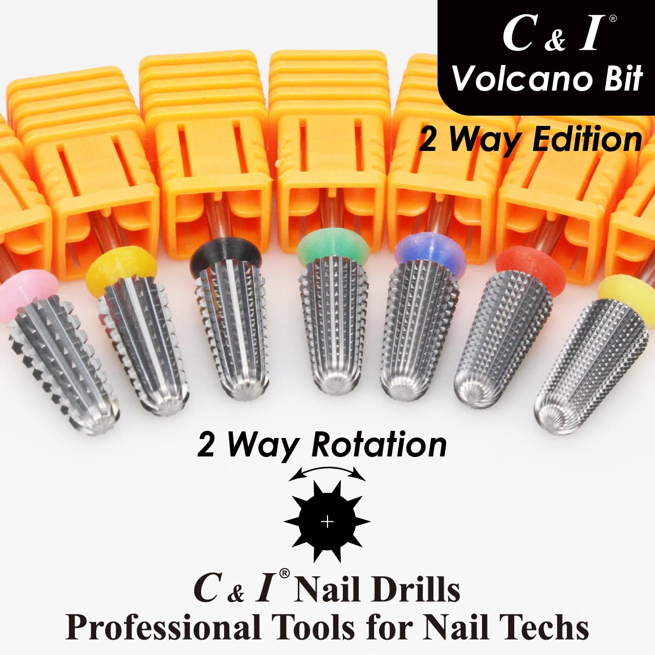 C&I Volcano Nail Drill, 2 Rotate Directions Design, Both for Left handed and Right Handed Nail Lovers, for Manicure Drill Machine (Fine)