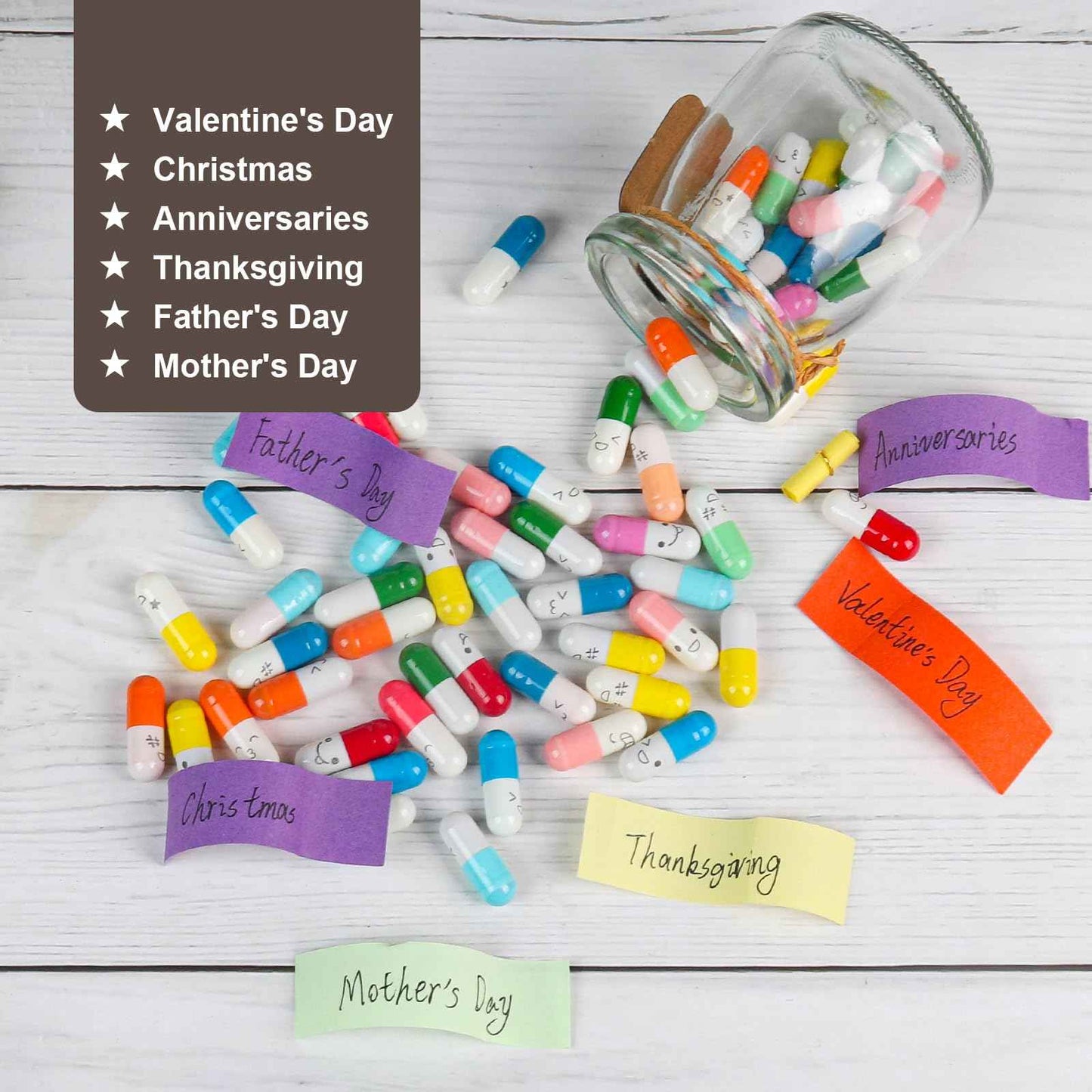 Letters Message in a Bottle,Lovely Notes Couples Gifts For Him/Her, Boyfriend/Girlfriend,Birthday,Valentines Day, Mother's Day,Graduation Season Party Gift. (Mixed Color 60PCS)