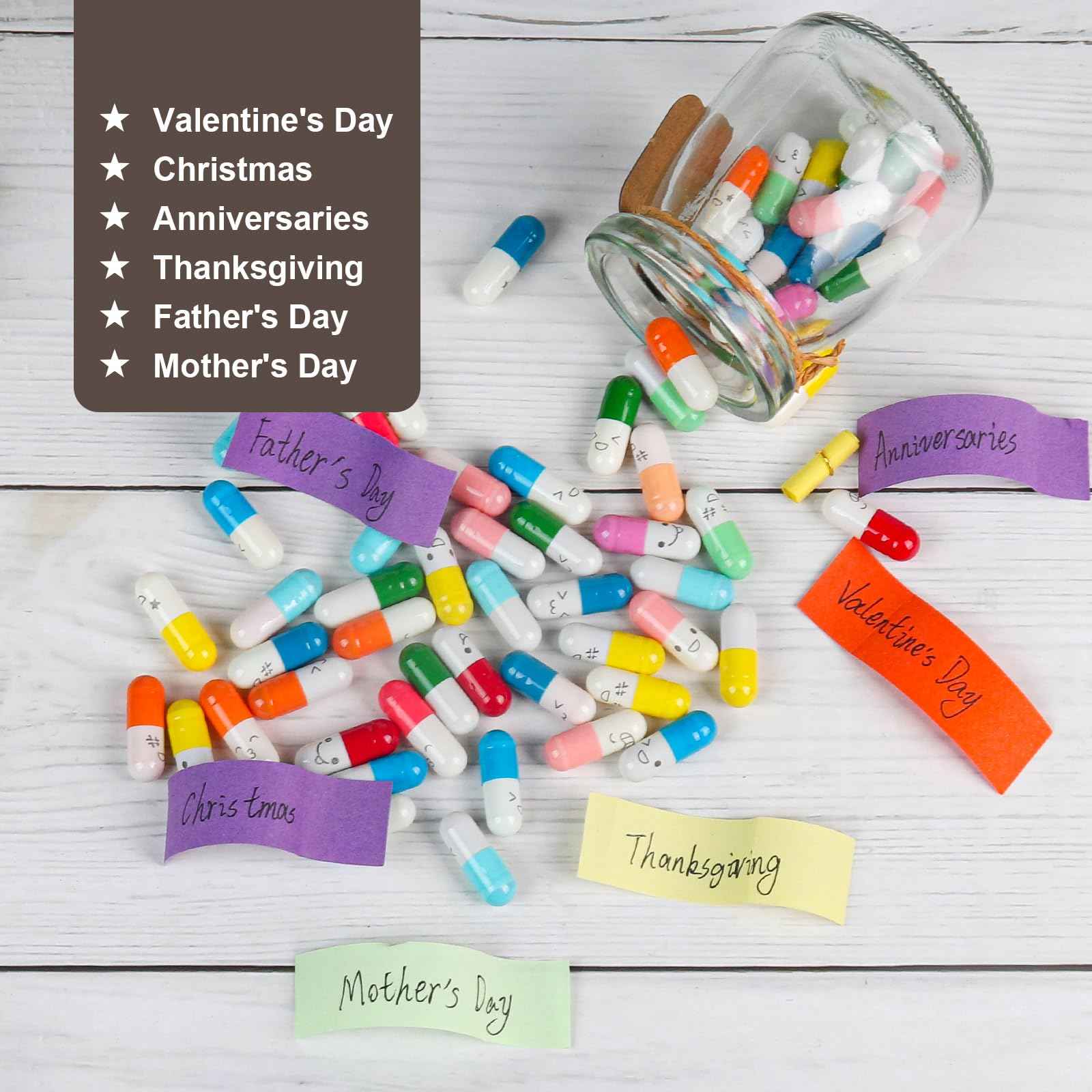 Letters Message in a Bottle,Lovely Notes Couples Gifts For Him/Her, Boyfriend/Girlfriend,Birthday,Valentines Day, Mother's Day,Graduation Season Party Gift. (Mixed Color 60PCS)