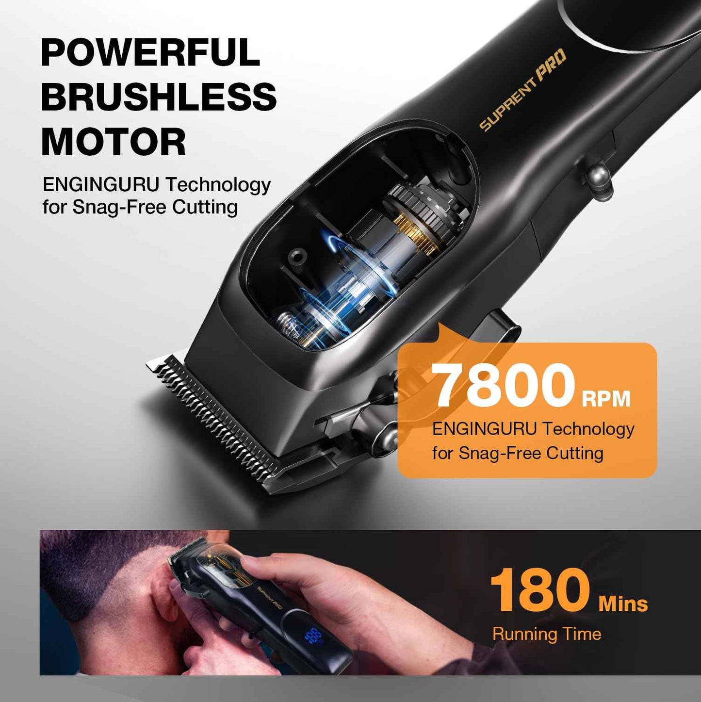 Ultra Quiet Cordless Hair Clippers for Men – High Torque 7800RPM Motor, Low Heat, Professional Hair Clippers with Charging Dock (Black)