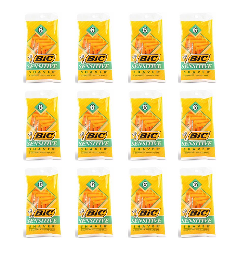 BIC Sensitive Disposable Razors Single Blade Shavers (72 Count)