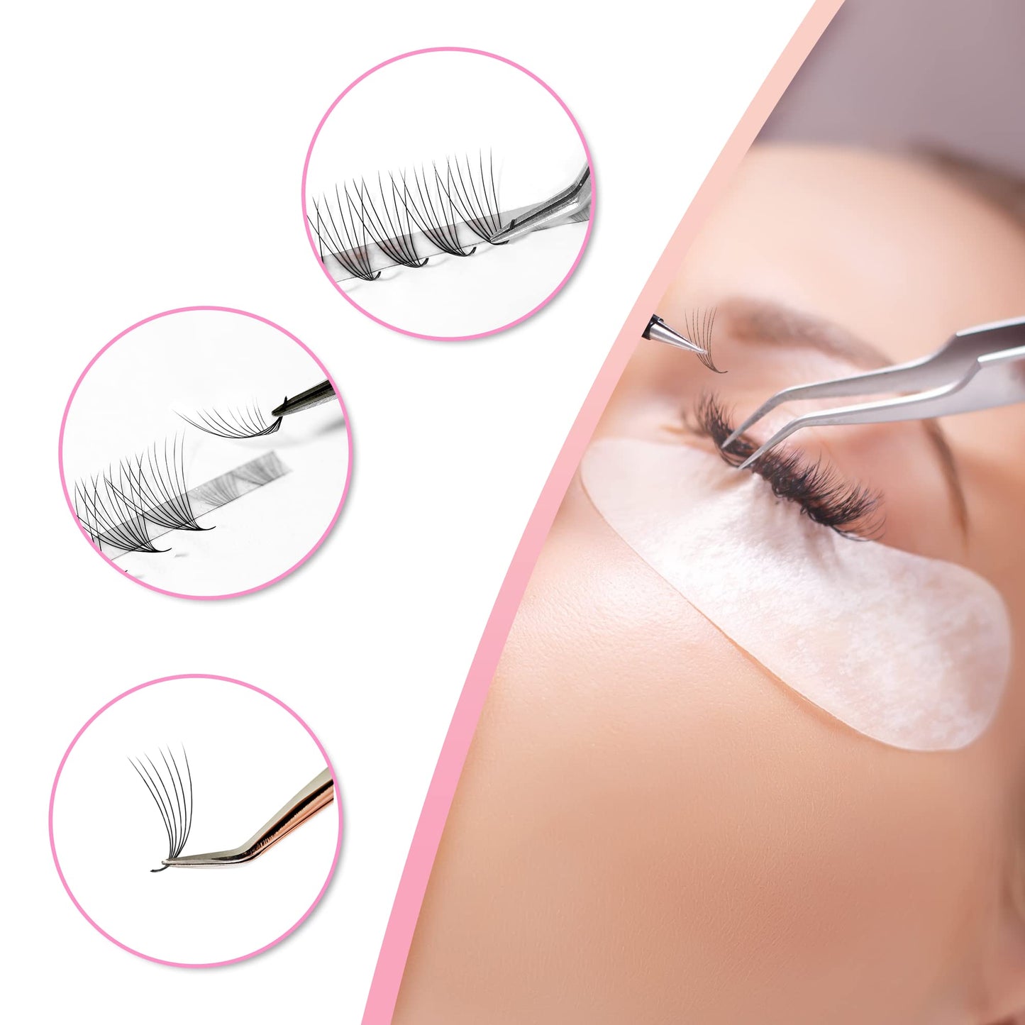 LAVISLASH 500 Ultraspeed Promade Fans Handmade Volume Eyelashes | Ultra Speed Eyelash Extension | 3D To 16D Fans | 0.03/0.05/0.07mm Thickness | C/CC/D Curl | 8-16mm Length(5D-0.07-C-9mm)