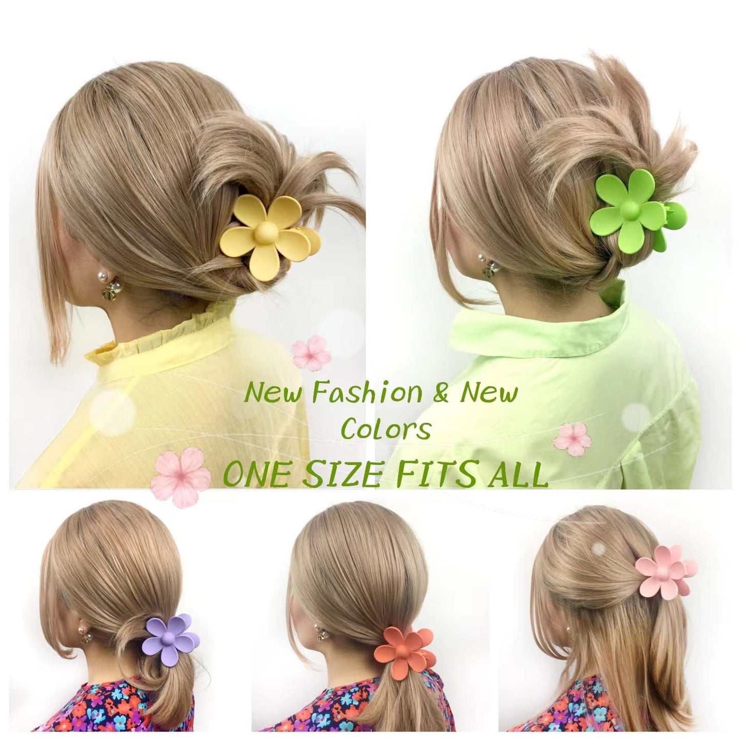 Hair Claw Clips 8PCS Flower Hair Clips Large Hair Clips Cute Claw Clips for Women Thick Hair, Hair Jaw Clips Big Dasiy Matte Hair Clips Non Slip Strong Hold for Women Thick Thin Hair 8 Colors