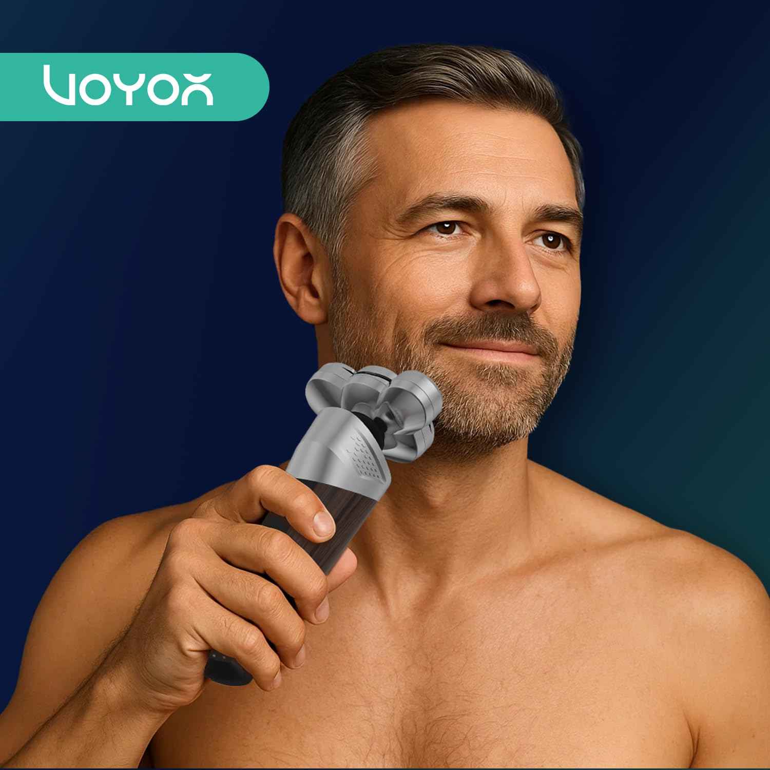 VOYOR Electric Razor for Men - 5D Floating Shavers for Men Magnetic Electric Shaver Rechargeable Face Shaver LED Display Wet Dry Shaving IPX6 Waterproof Mens Rotary Razor TX500 (Woodgrain)